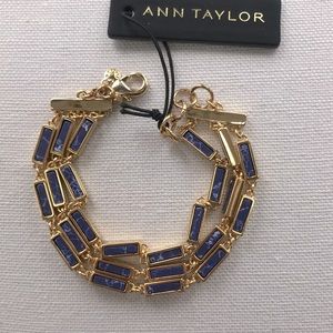 NWT Ann Taylor Triple Strand Lapis Bar Bracelet